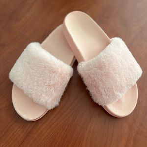 Faux Fur Slides Fuzzy Fluffy Slippers Flat Soft Flat Slide Sandals Open Toe